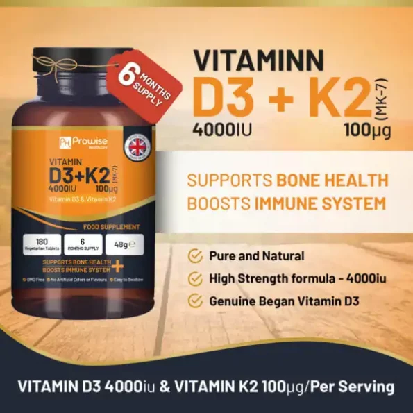 Evo Nutrition Vitamin D3 And K2 (MK-7) Vegetarian Tablets - 180 Count For Sale Online | UK - View #4