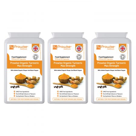 Organic Turmeric (Pack of 3) Curcumin with added Black Pepper & Ginger 670mg (Certified Organic Turmeric Capsules) | Suitable For Vegetarians & Vegans